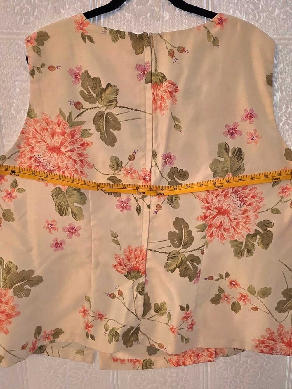 Dressbarn coral/cream/pink floral 3 piece pantsuit satin/linen look 24W - Picture 9 of 14